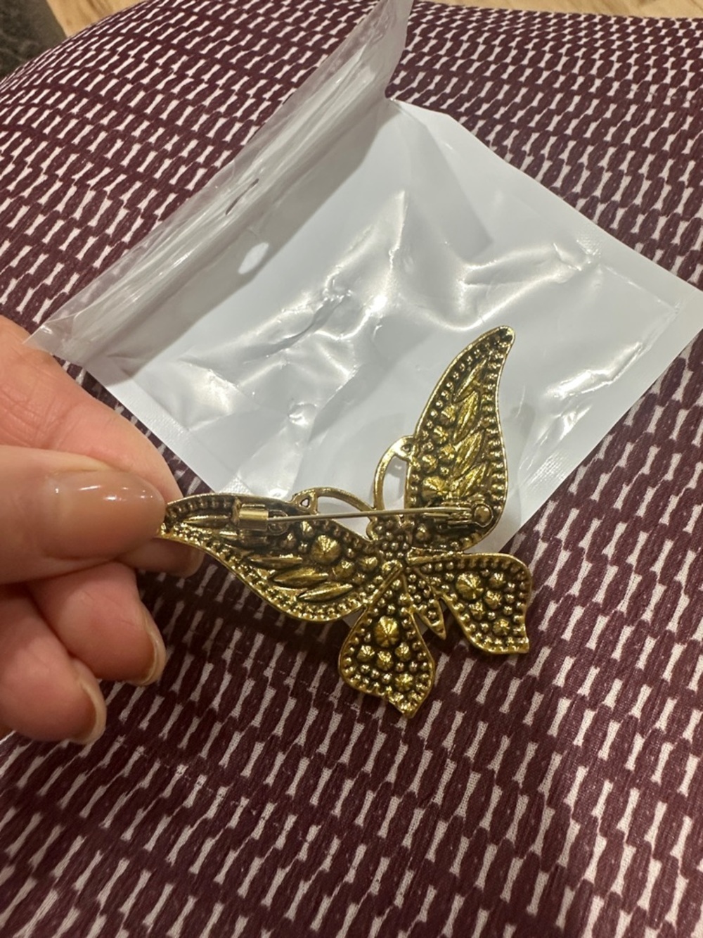 Multicolor Rhinestone Butterfly Brooch Pin - Gold Tone - Picture 3 of 3